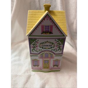 LENOX 1991 THE VILLAGE COOKIE JAR CANISTER YELLOW FINE PORCELAIN BEAUTIFUL